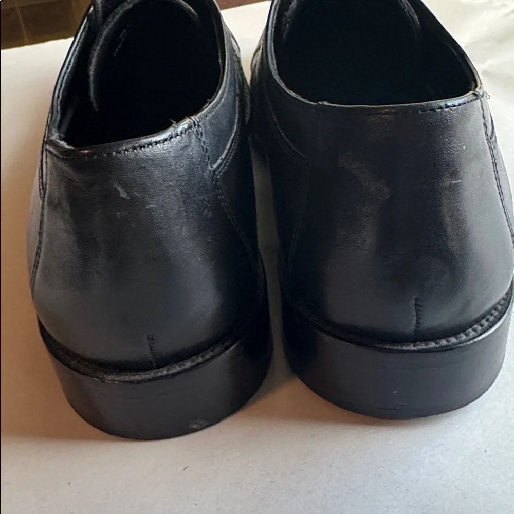 Johnston & Murphy Mens 12M Cap Toe Oxford Black Leather Shoes 59 -11567 Preppy
